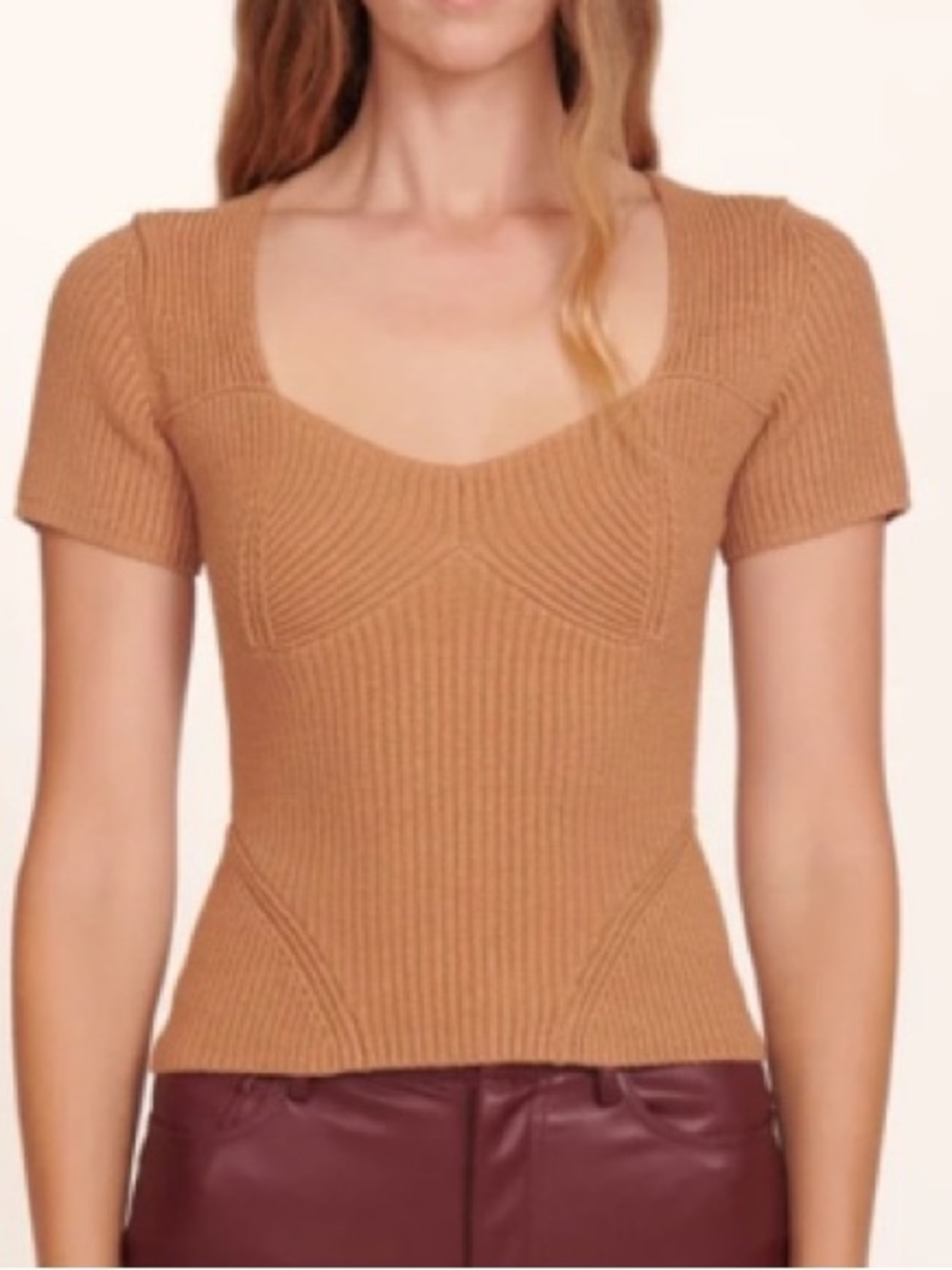 Staud Buxton Top Ribbed Knit Sweater Corset Style Size Small
